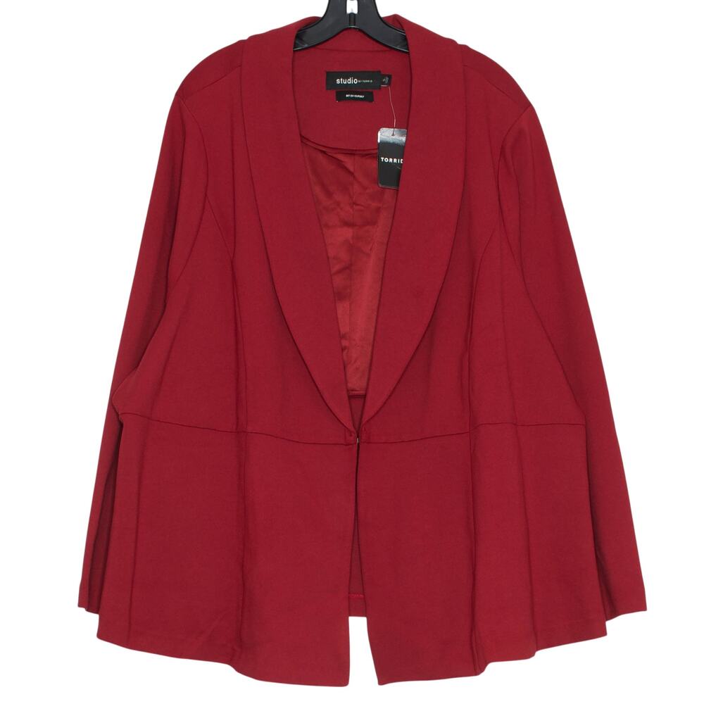 NWT Torrid Studio Ponte Peplum Blazer Red Plus Size 5X Business Casual Work Chic